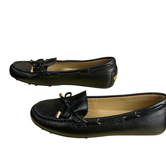 Michael Kors Black Leather Loafers Women’s Size 6M Classic Slip-On Moc Flats - Picture 4 of 10